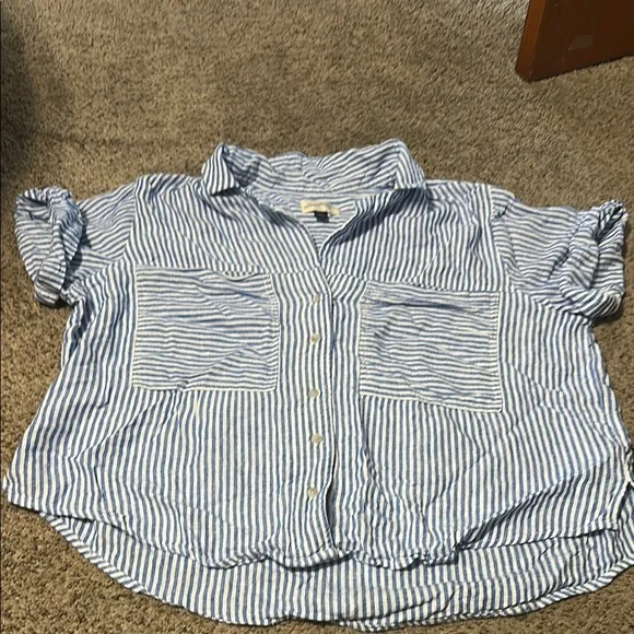 Universal Thread Blue and White Striped Top - Picture 1 of 3